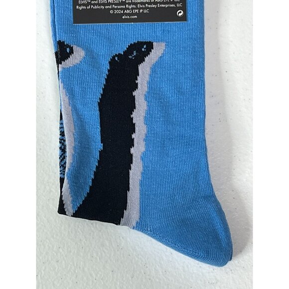 Elvis Presley Graceland Blue Graphic Crew Socks Mens One Size Music Icon - Picture 6 of 6